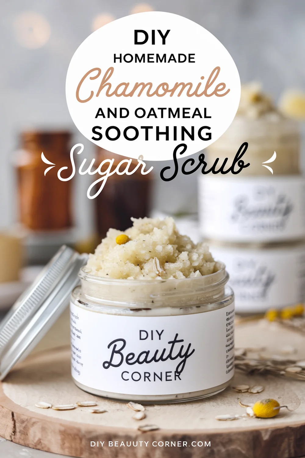 DIY HOMEMADE Chamomile And Oatmeal Soothing Sugar Scrub 