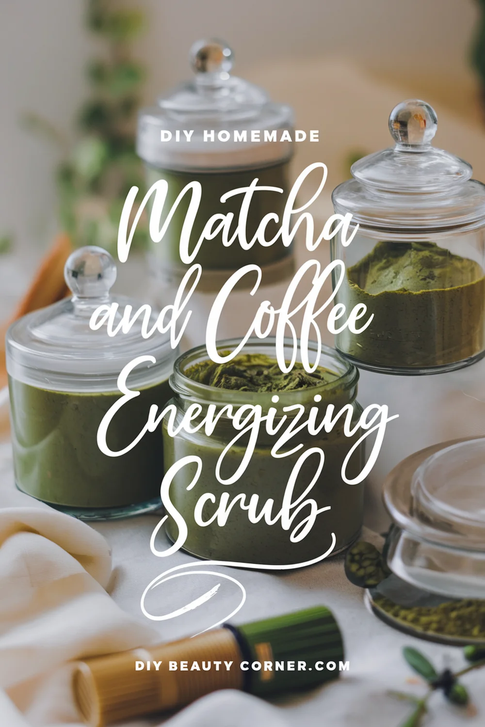 DIY HOMEMADE Matcha and Coffee Energizing Scrub 