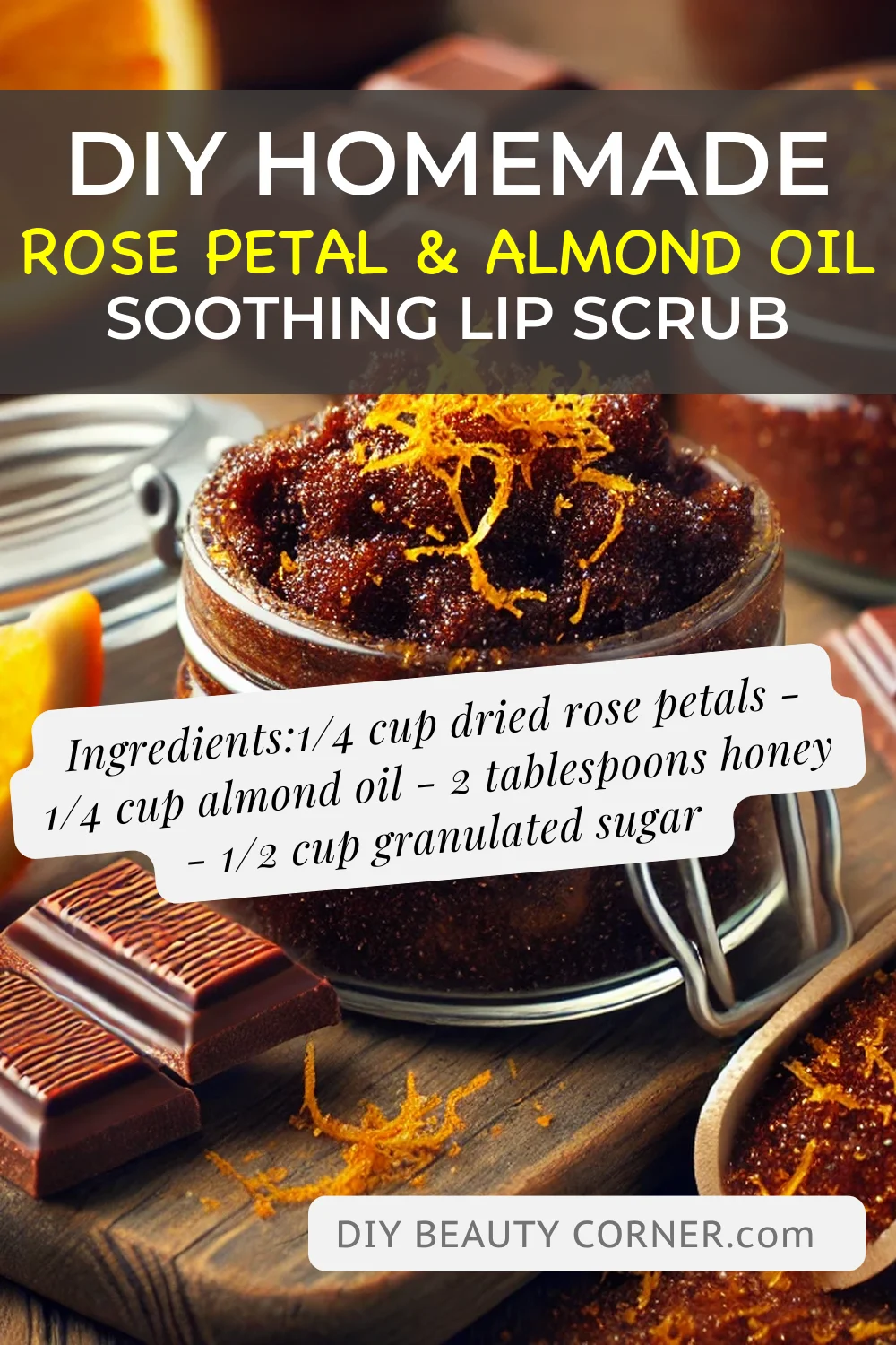 DIY HOMEMADE Rose Petal & Almond Oil Soothing Lip Scrub