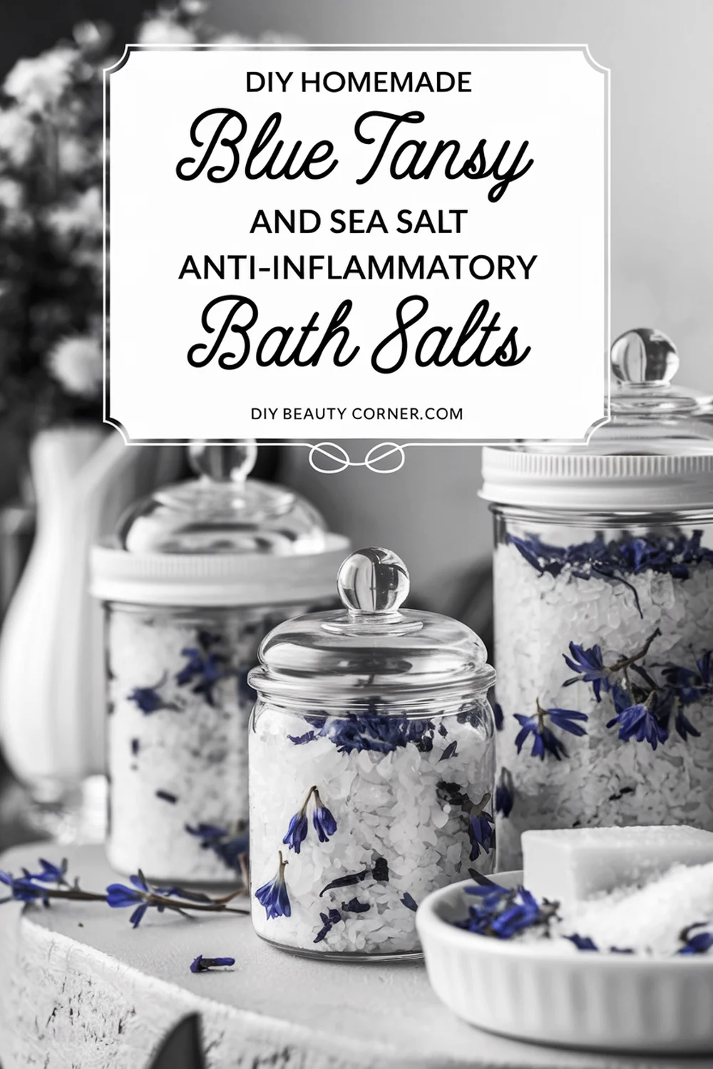 DIY HOMEMADE Blue Tansy and Sea Salt Anti-Inflammatory Bath Salts 