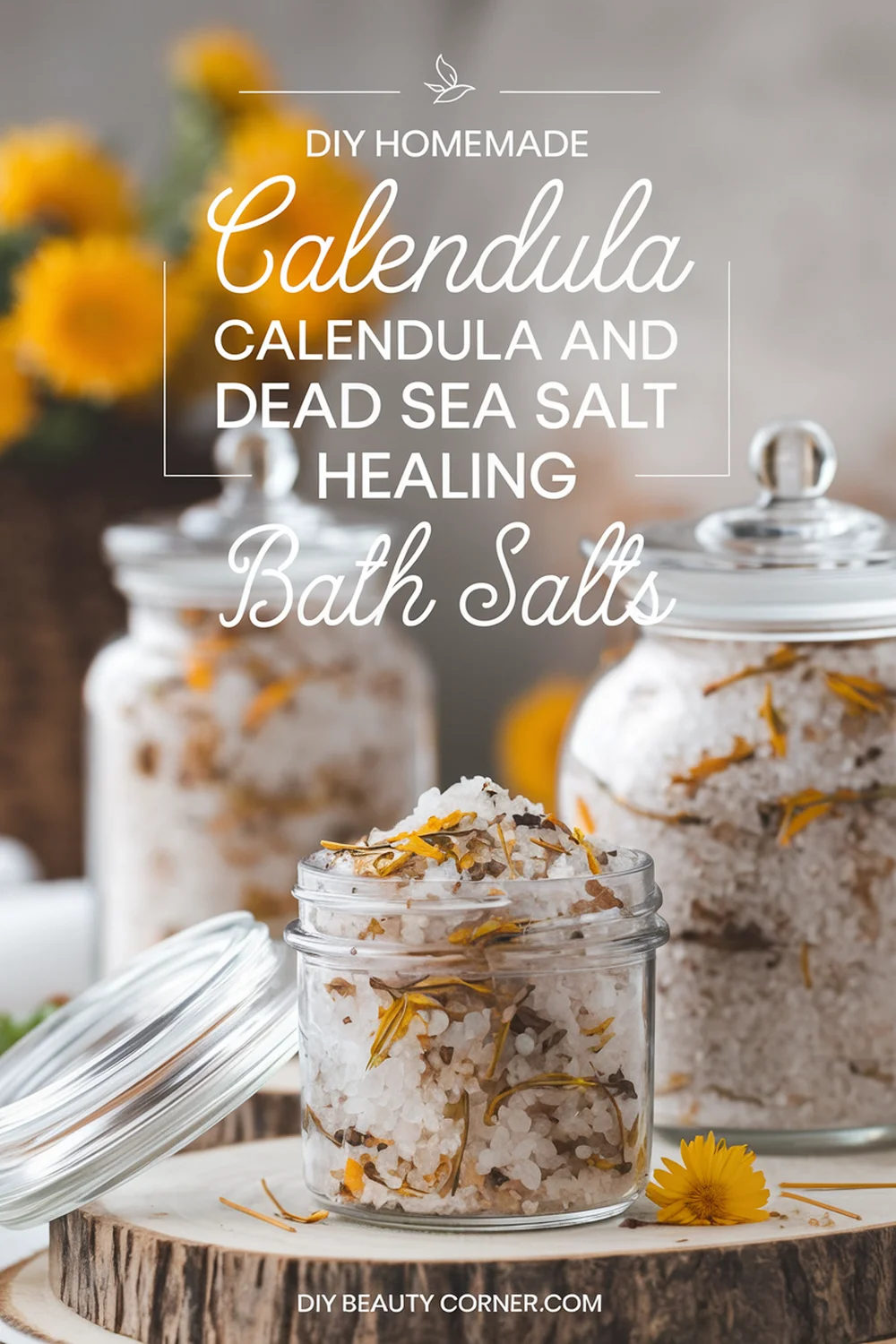 DIY HOMEMADE Calendula and Dead Sea Salt Healing Bath Salts 