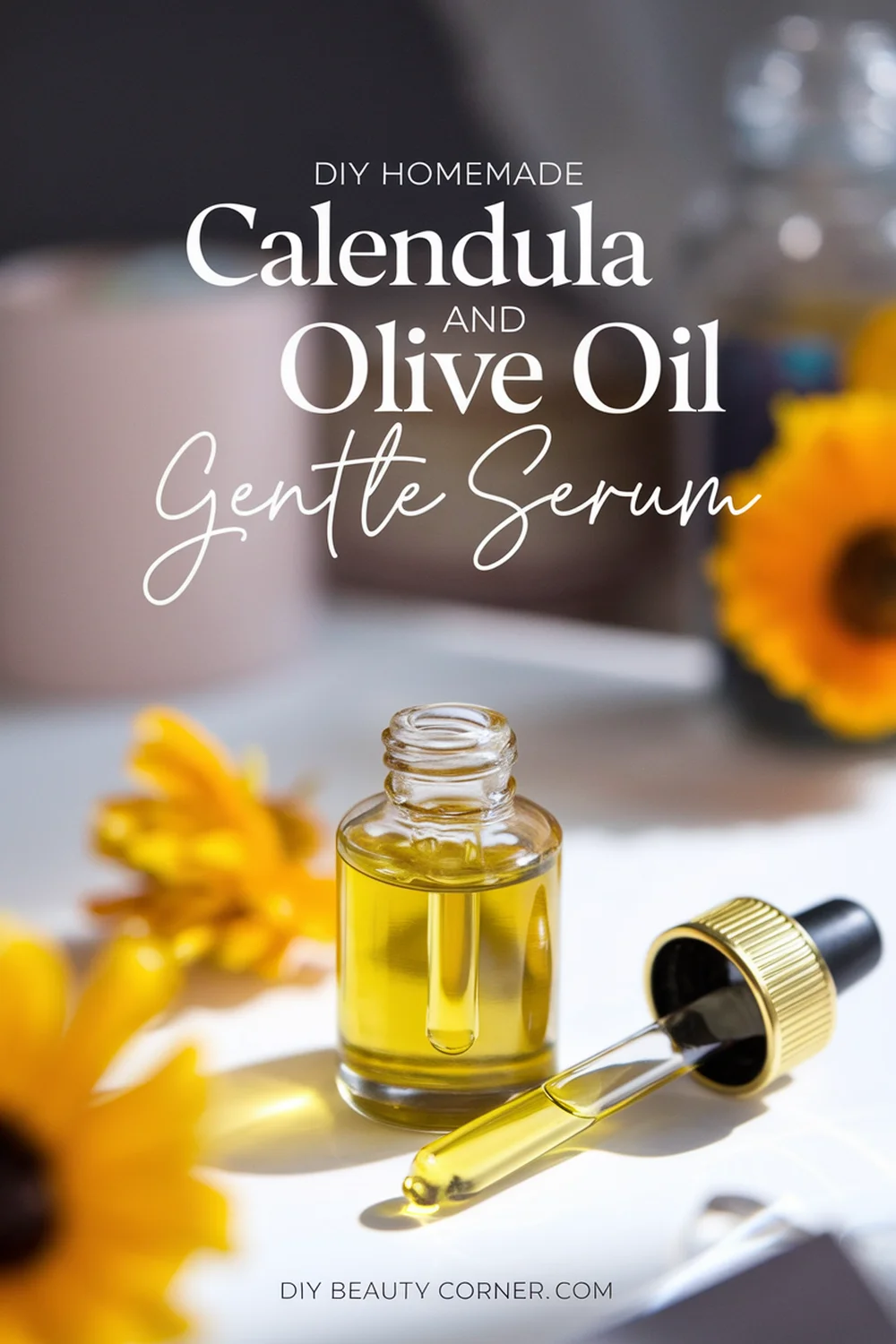 DIY HOMEMADE Calendula and Olive Oil Gentle Serum 