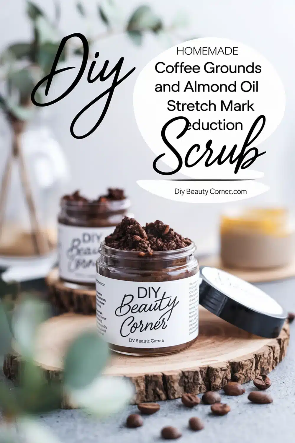 DIY HOMEMADE Coffee Grounds and Almond Oil Stretch Mark Reduction Scrub 