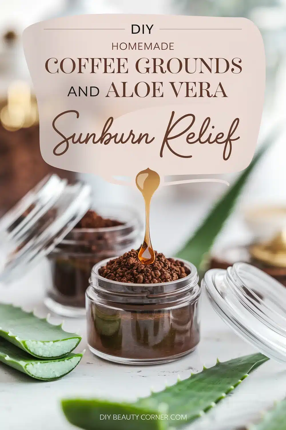 DIY HOMEMADE Coffee Grounds and Aloe Vera Sunburn Relief 