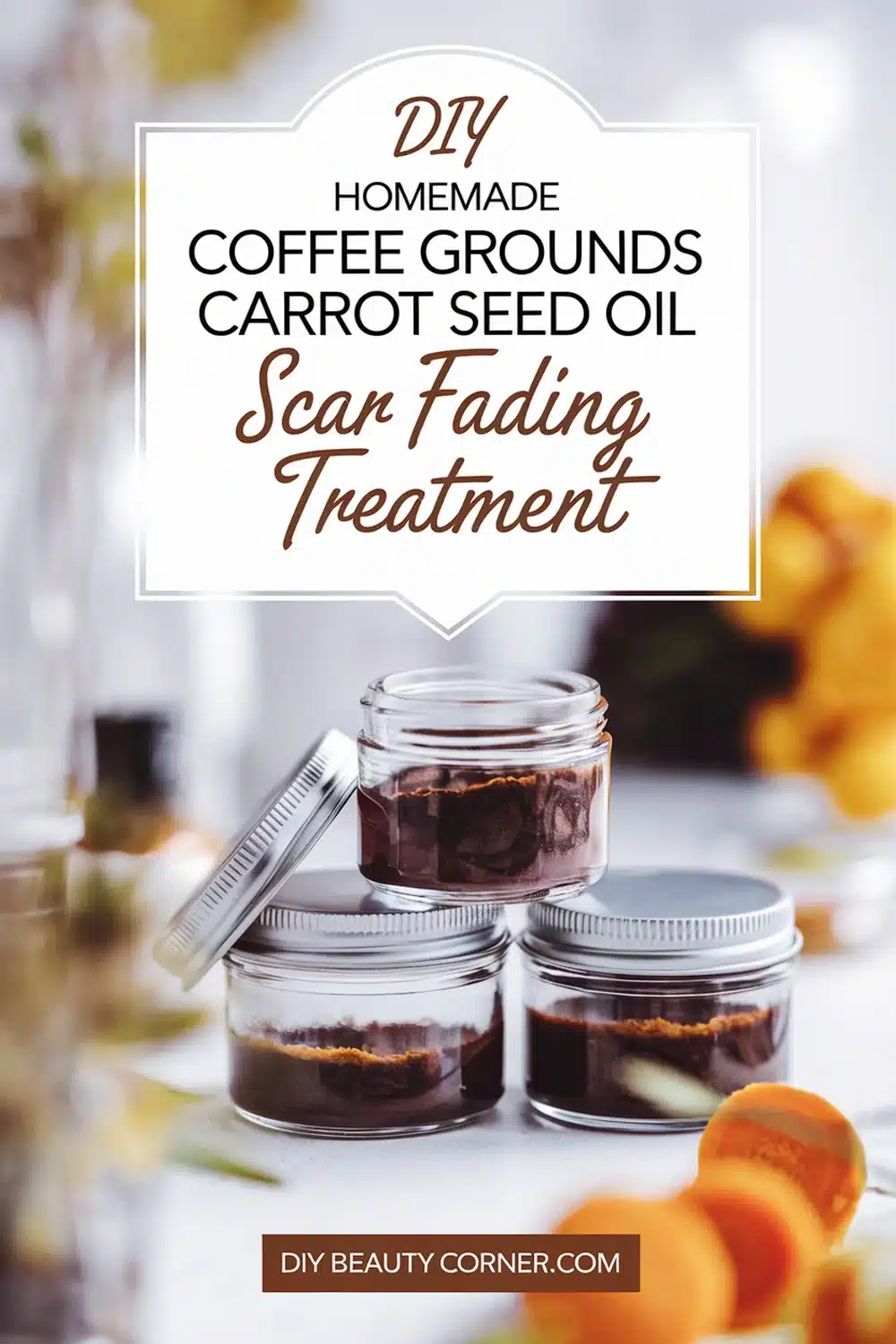 DIY HOMEMADE Coffee Grounds and Carrot Seed Oil Scar Fading Treatment 