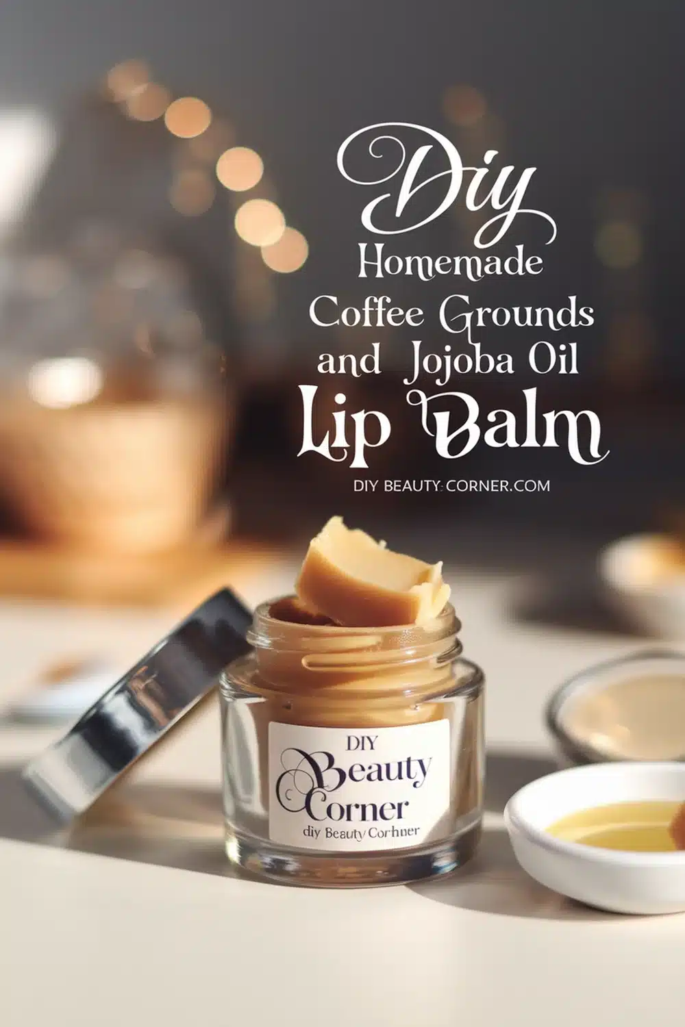 DIY HOMEMADE Coffee Grounds and Jojoba Oil Lip Balm 