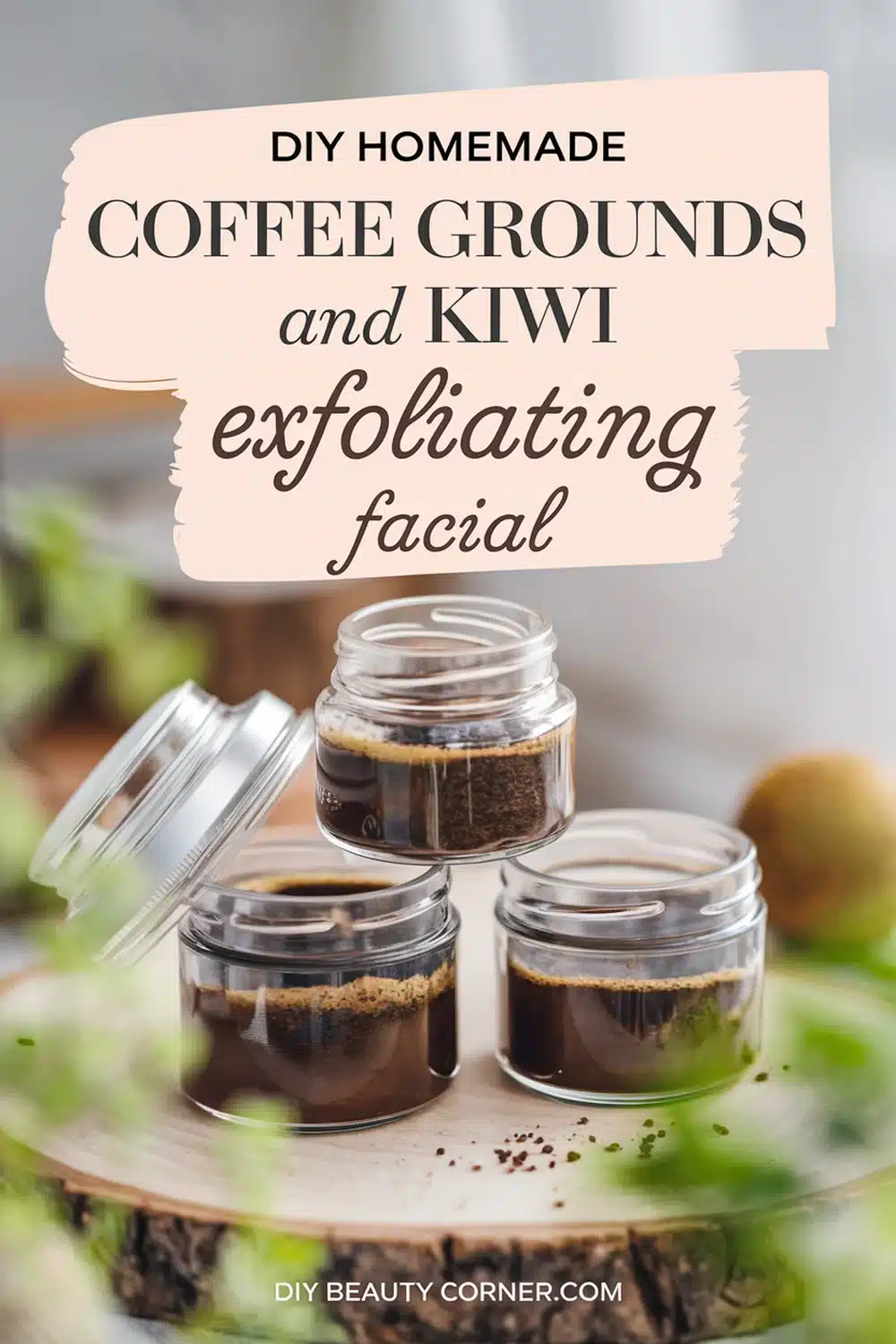 DIY HOMEMADE Coffee Grounds and Kiwi Exfoliating Facial 