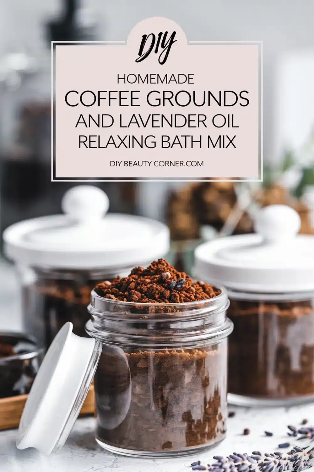 DIY HOMEMADE Coffee Grounds and Lavender Oil Relaxing Bath Mix 