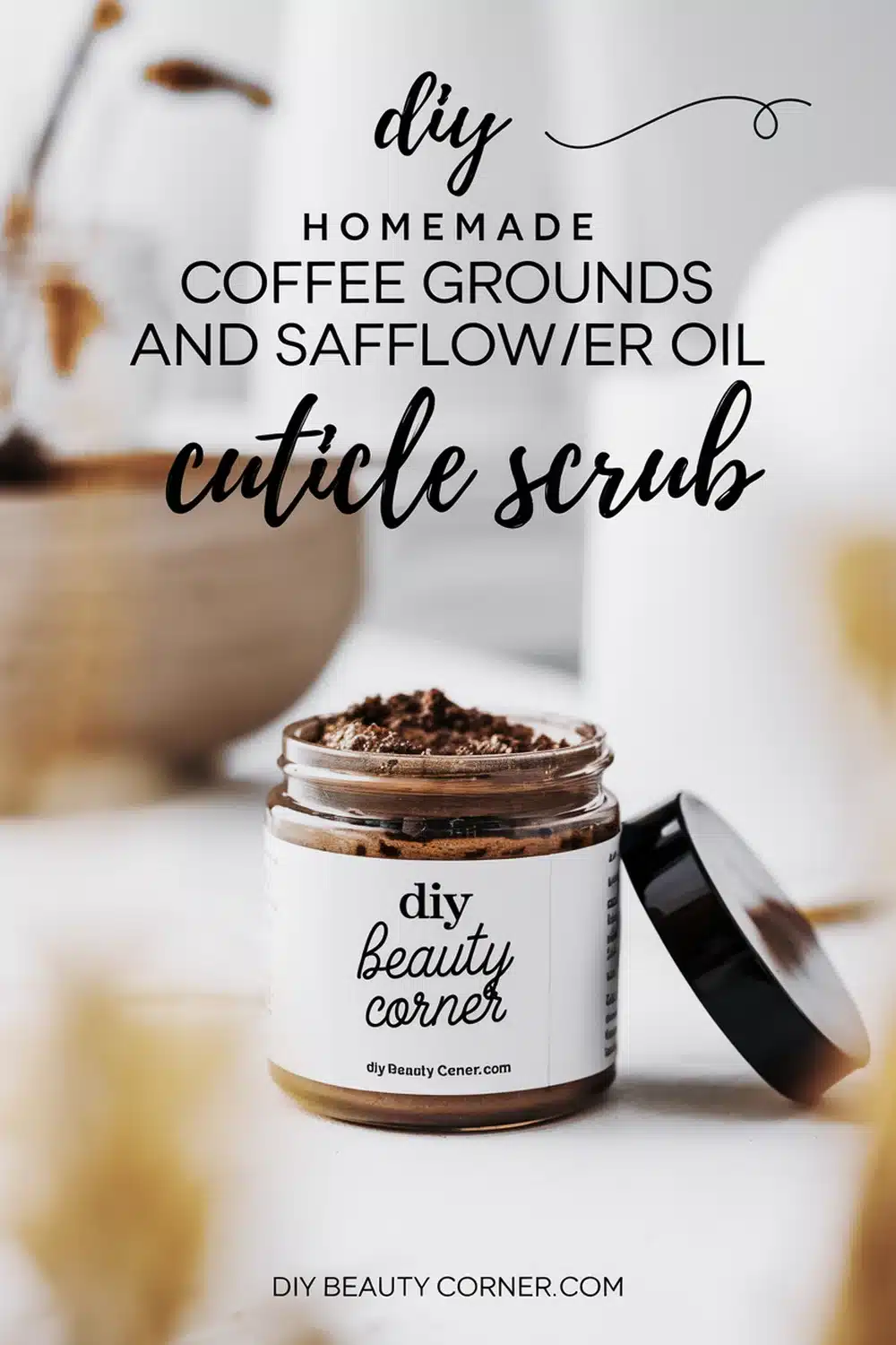 DIY HOMEMADE Coffee Grounds and Safflower Oil Cuticle Scrub 