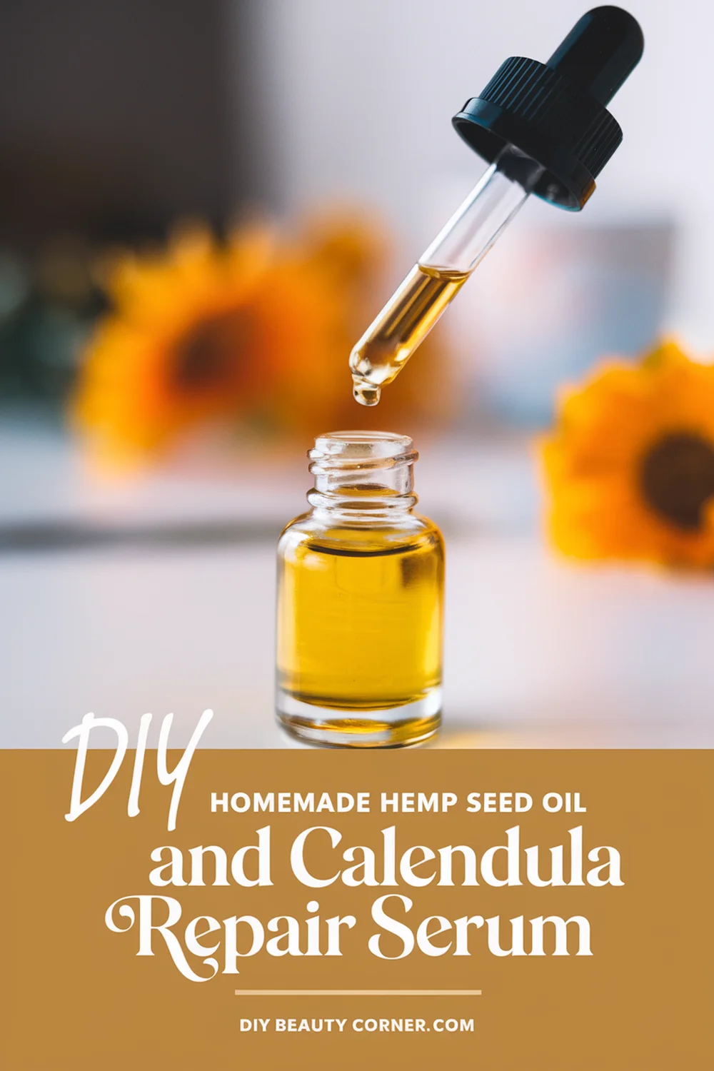 DIY HOMEMADE Hemp Seed Oil And Calendula Repair Serum 