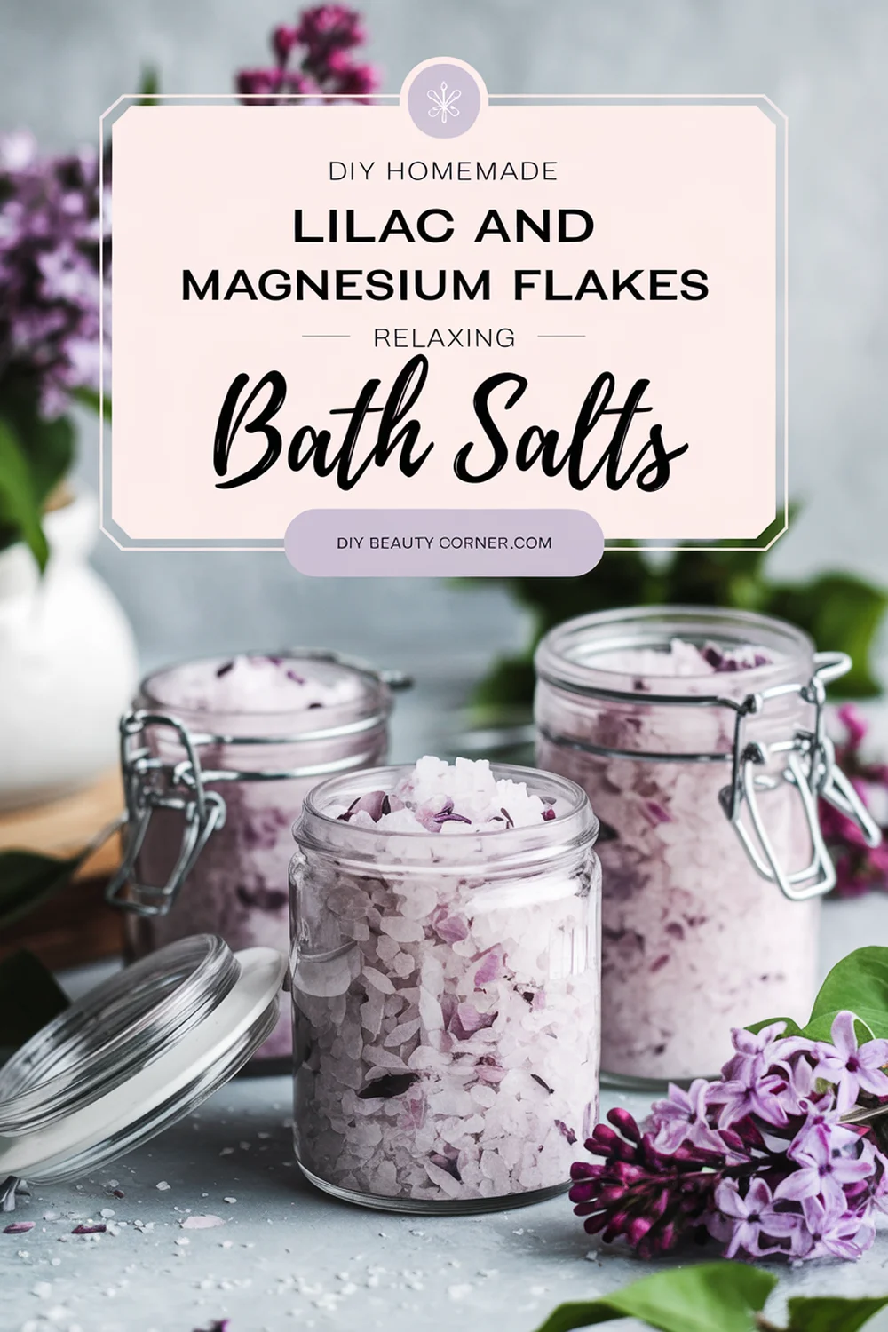 DIY HOMEMADE Lilac and Magnesium Flakes Relaxing Bath Salts 