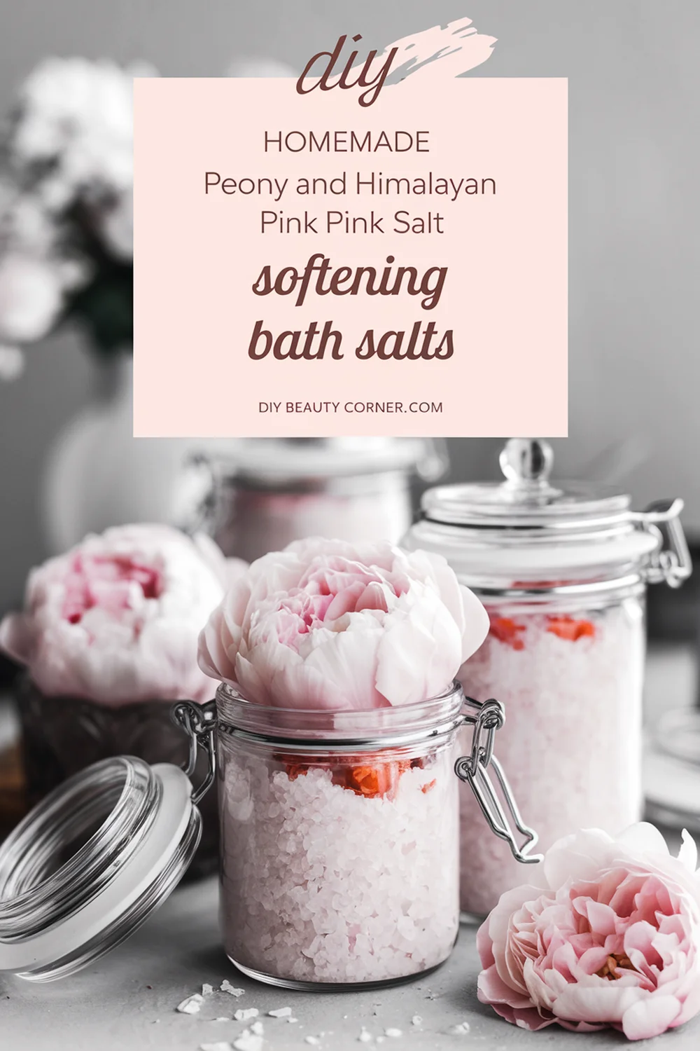 DIY HOMEMADE Peony and Himalayan Pink Salt Softening Bath Salts 