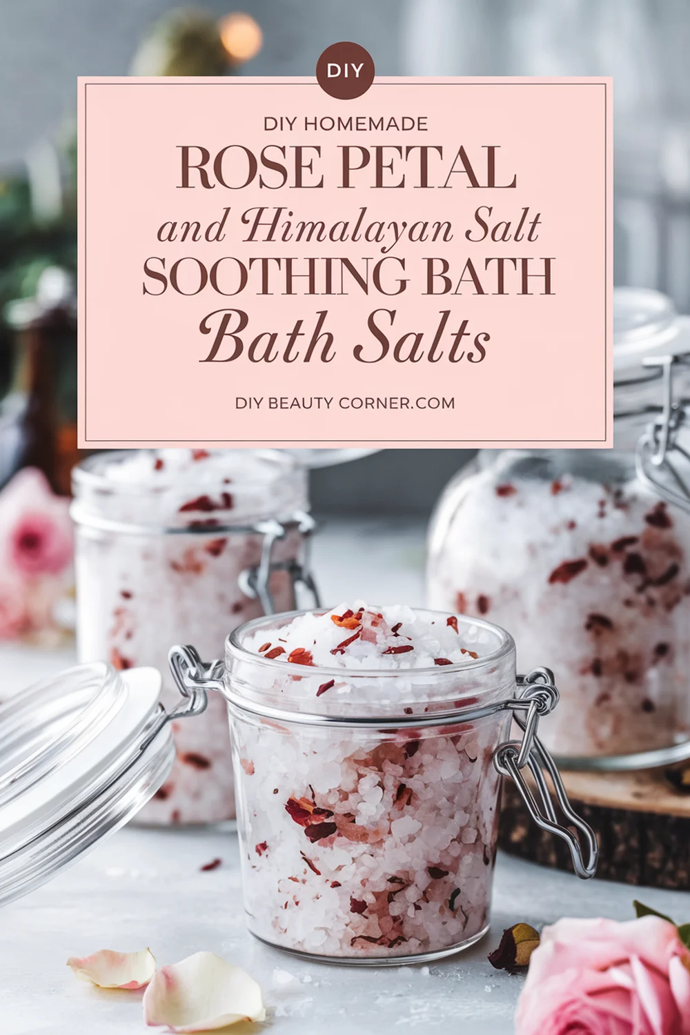 DIY HOMEMADE Rose Petal and Himalayan Salt Soothing Bath Salts 