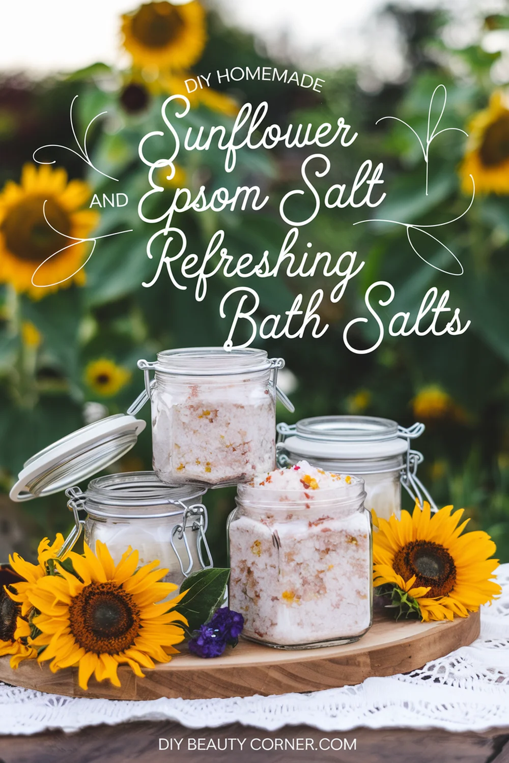 DIY HOMEMADE Sunflower and Epsom Salt Refreshing Bath Salts 