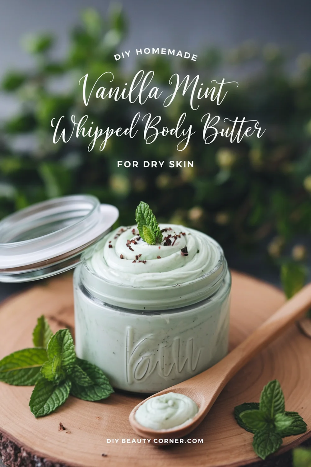 DIY HOMEMADE Vanilla Mint Whipped Body Butter For Dry Skin 