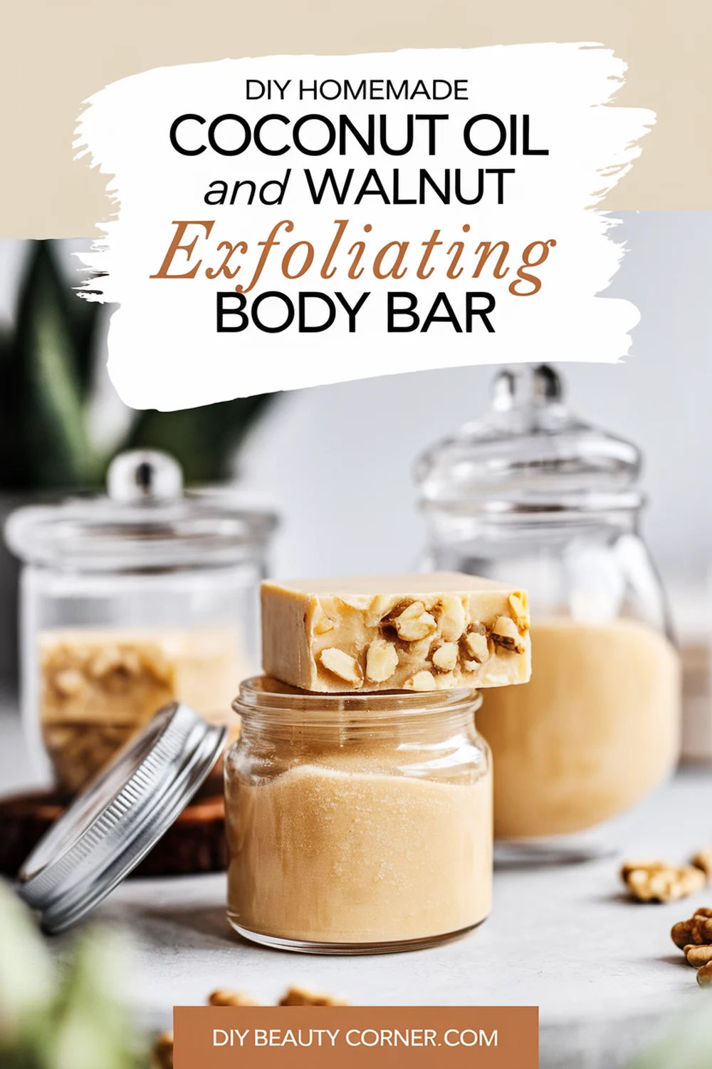 DIY HOMEMADE Coconut Oil and Walnut Exfoliating Body Bar 