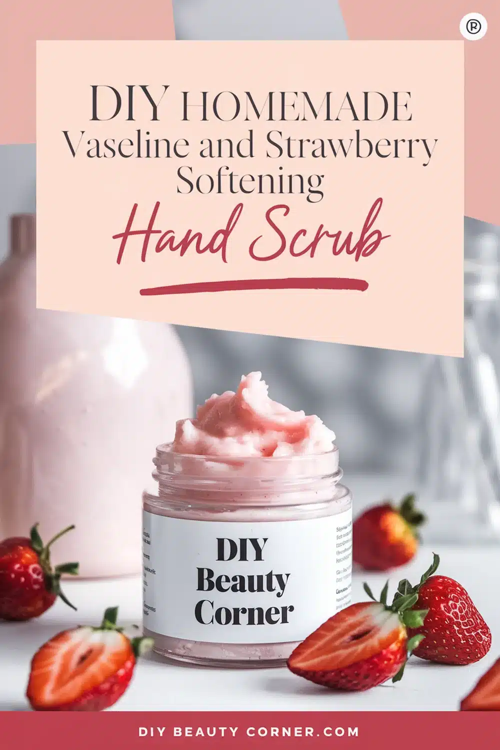 DIY HOMEMADE Vaseline and Strawberry Softening Hand Scrub