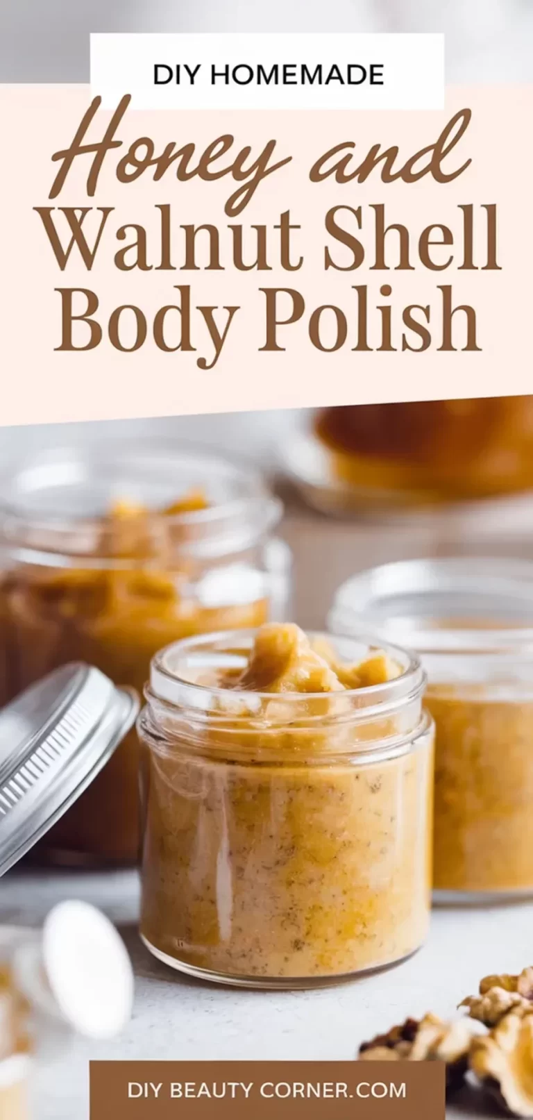 DIY Homemade Honey And Walnut Shell Body Polish