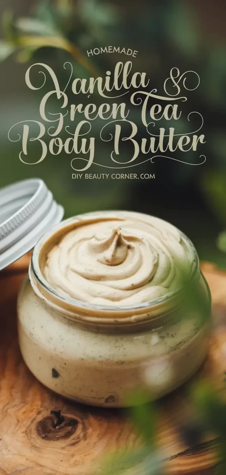 DIY Homemade Vanilla & Green Tea Whipped Body Butter for Soft Skin