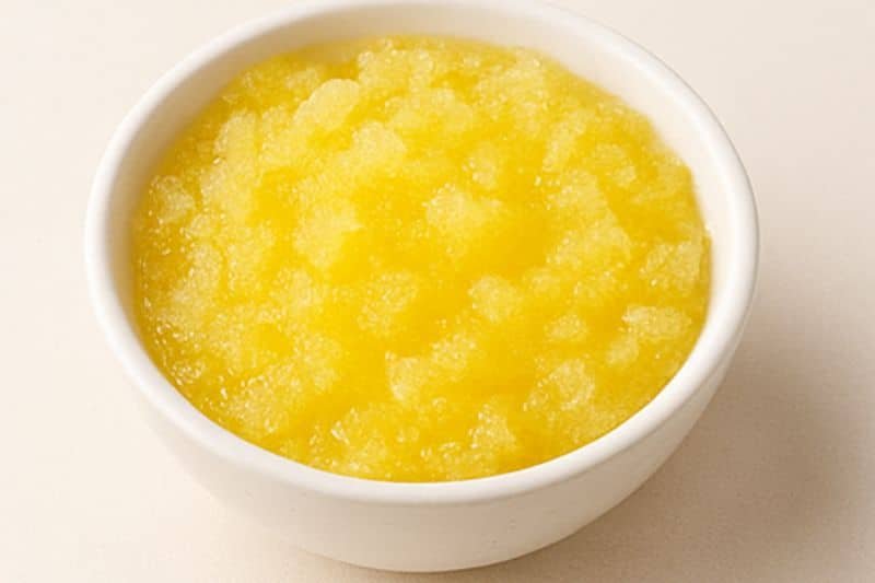 Brightening lemon sugar scrub recipe in small bowl