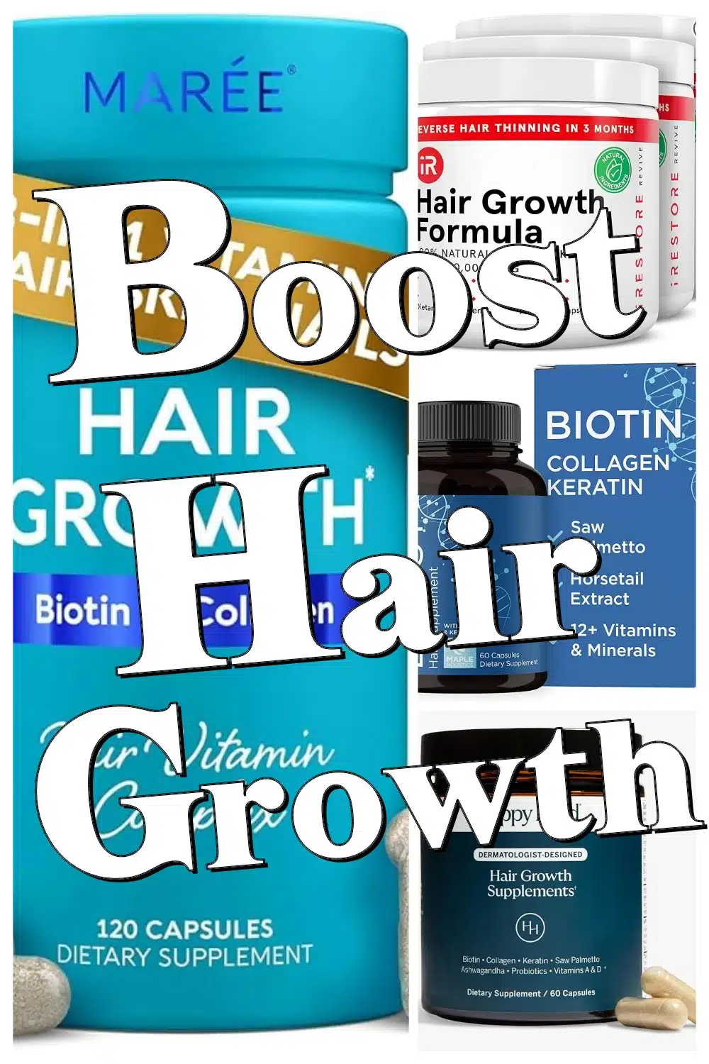 Boost Hair Growth Fast with Biotin, Collagen & DHT Blocker Supplements Bundle!