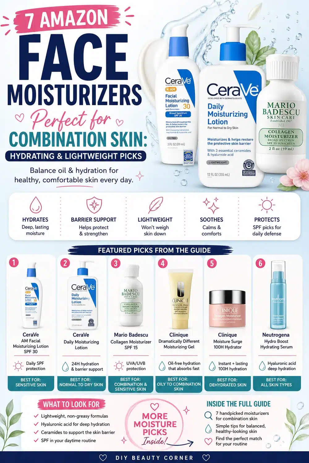 7 Amazon Face Moisturizers Perfect for Combination Skin: Hydrating & Lightweight Picks
