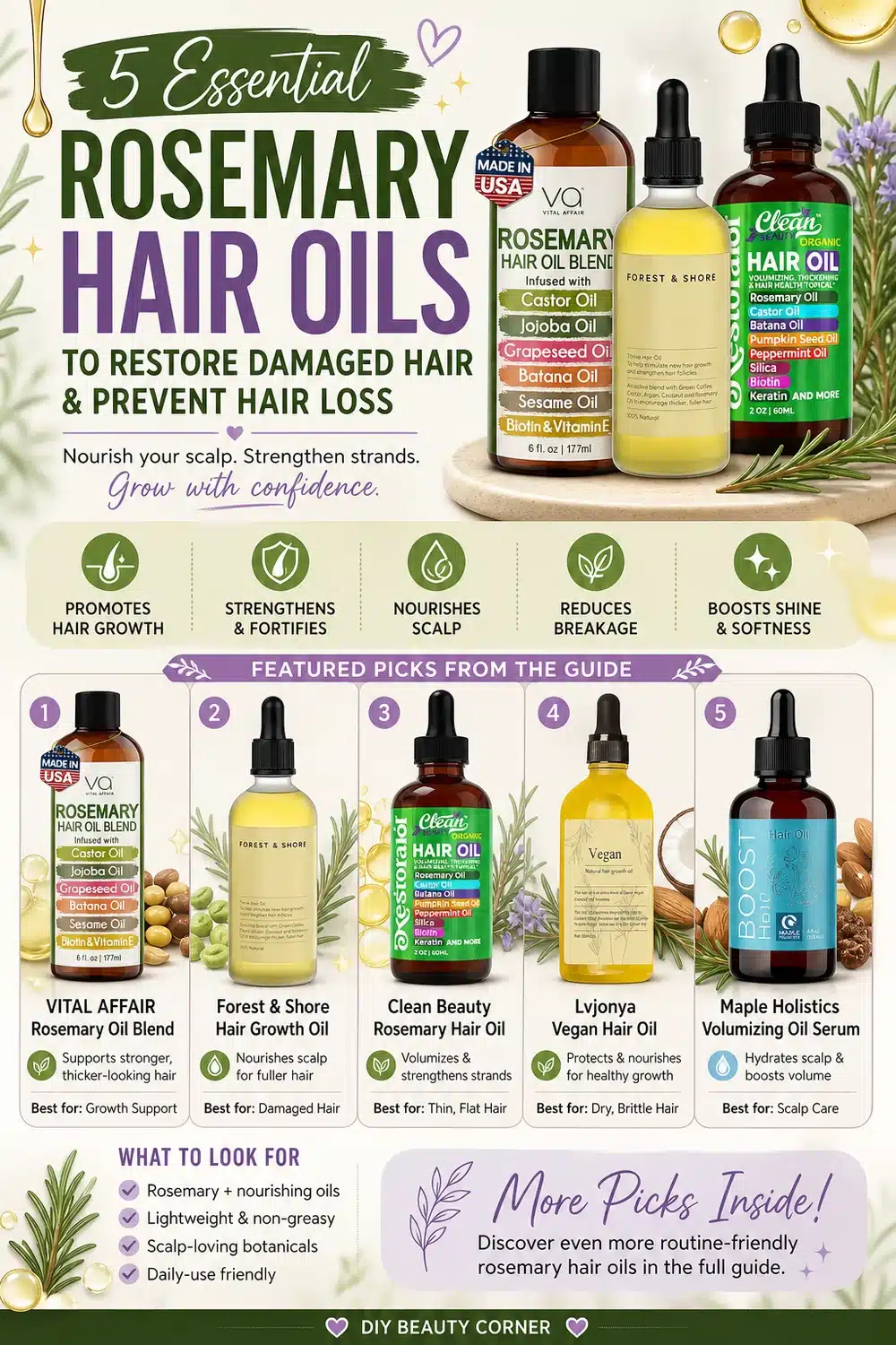 5 Essential Rosemary Hair Oils to Restore Damaged Hair & Prevent Hair Loss