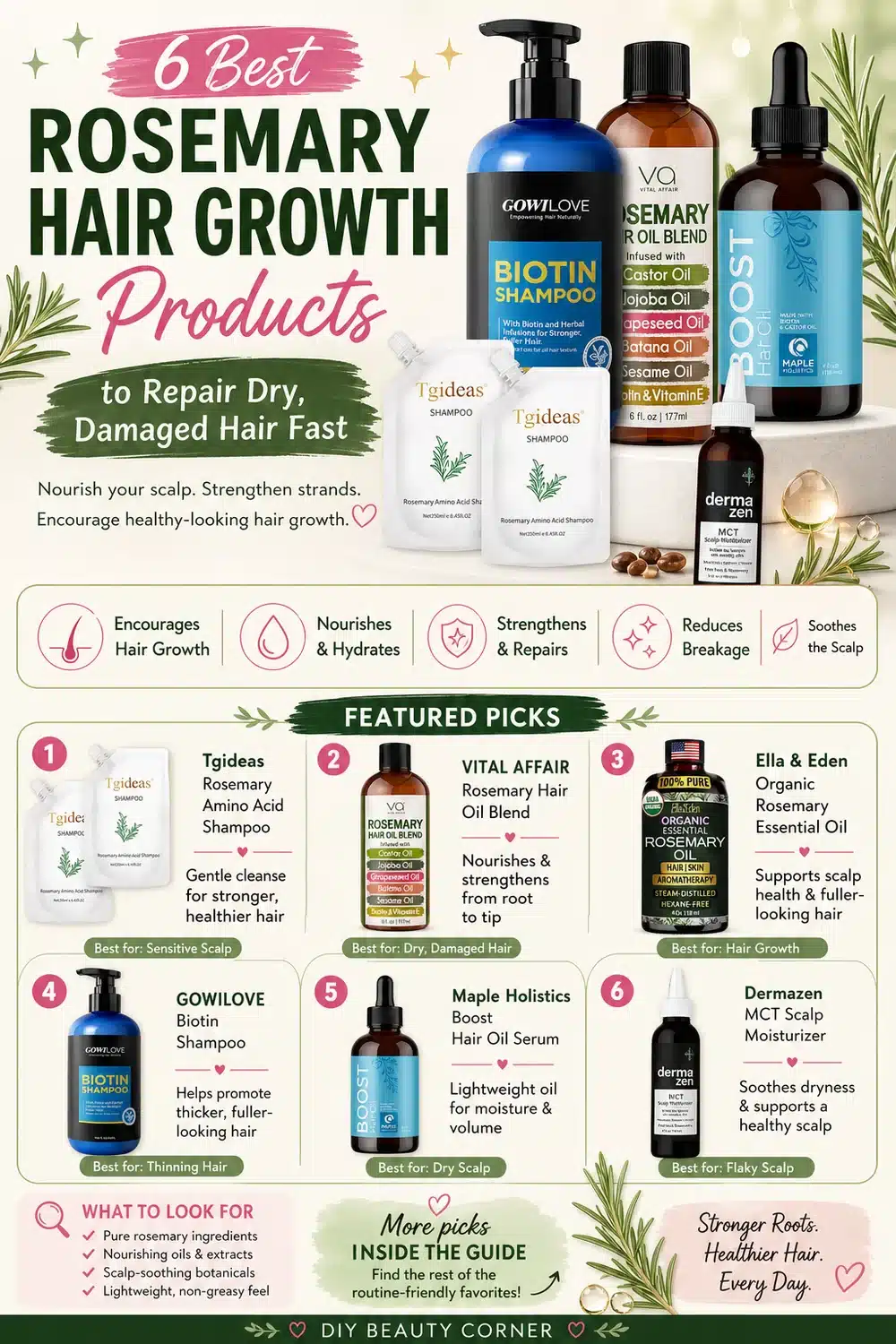 6 Best Rosemary Hair Growth Products to Repair Dry, Damaged Hair Fast