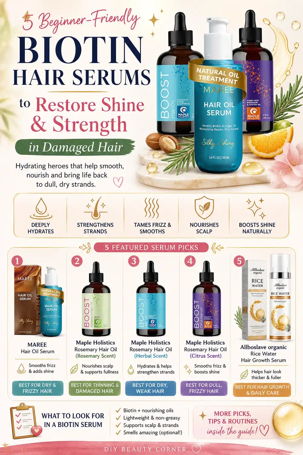 5 Beginner-Friendly Biotin Hair Serums to Restore Shine & Strength in Damaged Hair