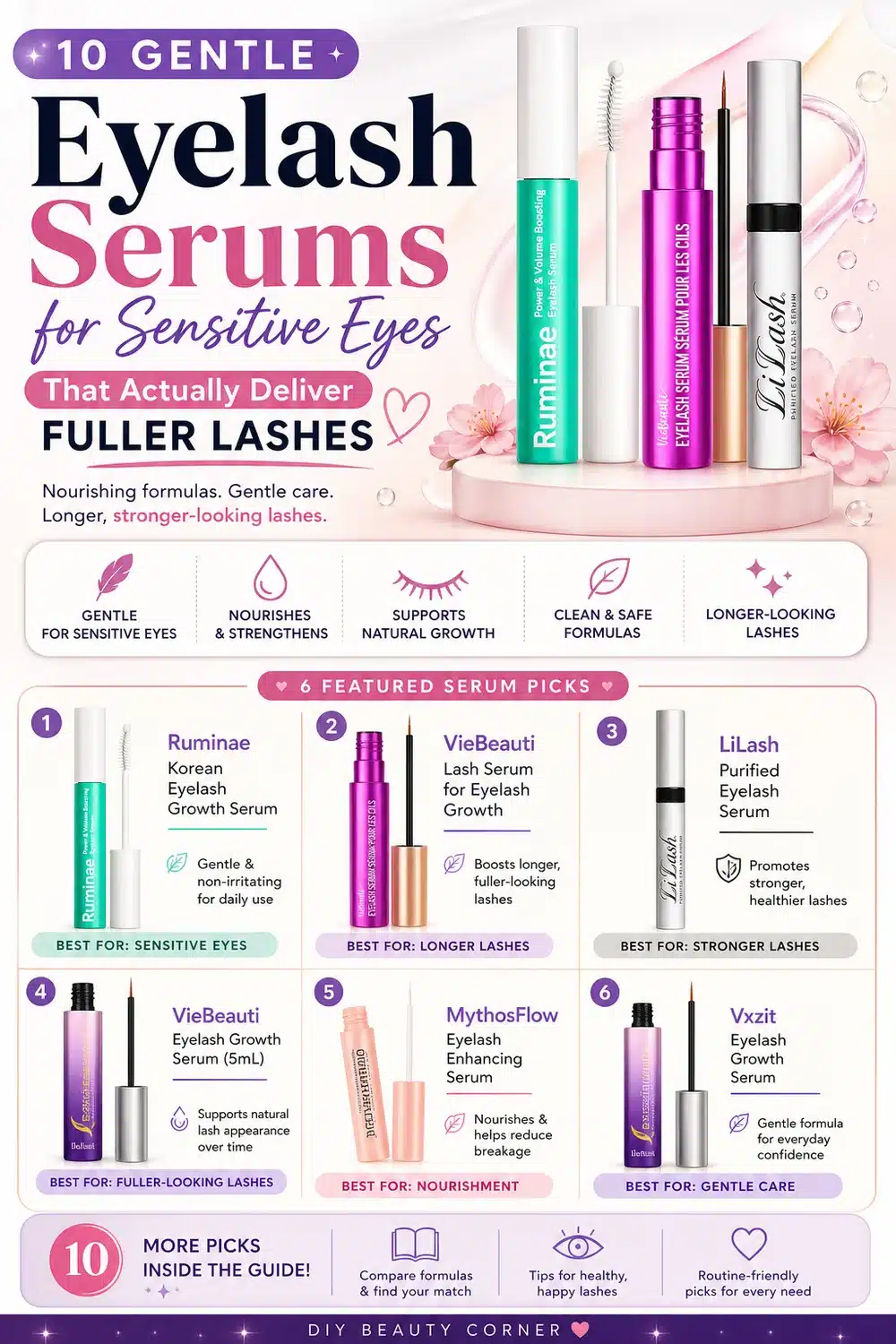 10 Gentle Eyelash Serums for Sensitive Eyes That Actually Deliver Fuller Lashes