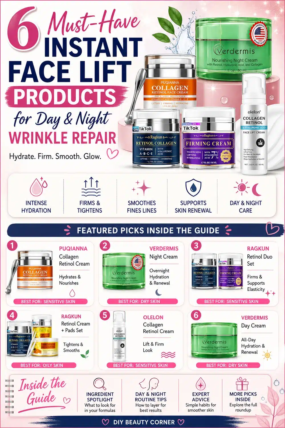 6 Must-Have Instant Face Lift Products for Day & Night Wrinkle Repair
