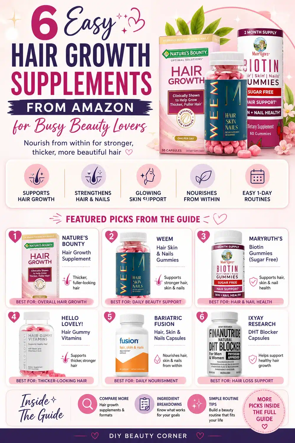 6 Easy Hair Growth Supplements From Amazon for Busy Beauty Lovers