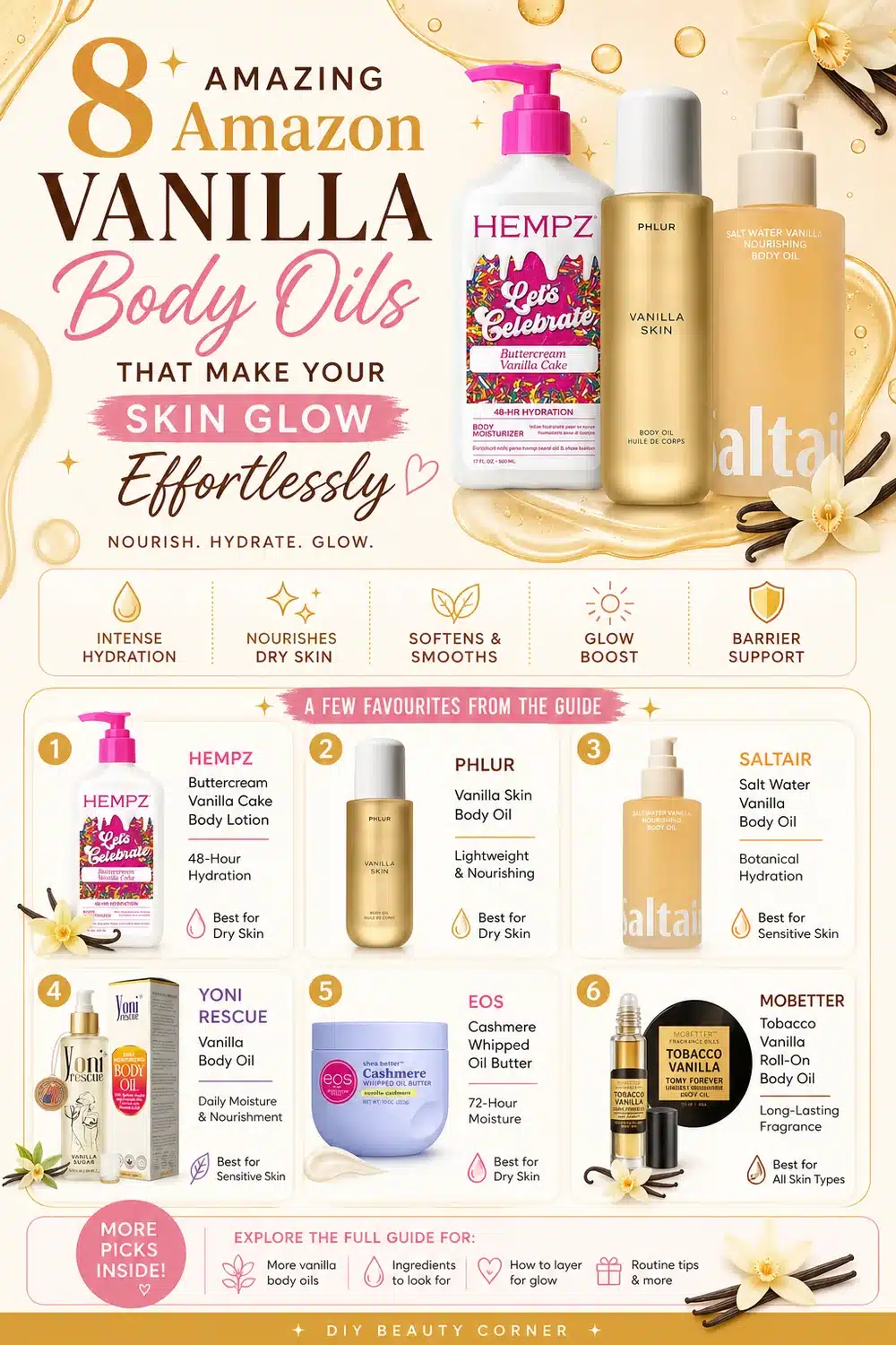 8 Amazing Amazon Vanilla Body Oils That Make Your Skin Glow Effortlessly