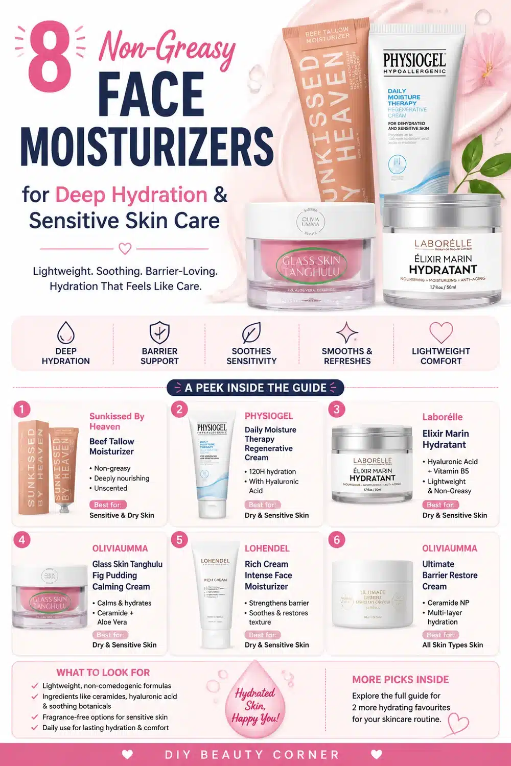 8 Non-Greasy Face Moisturizers for Deep Hydration & Sensitive Skin Care