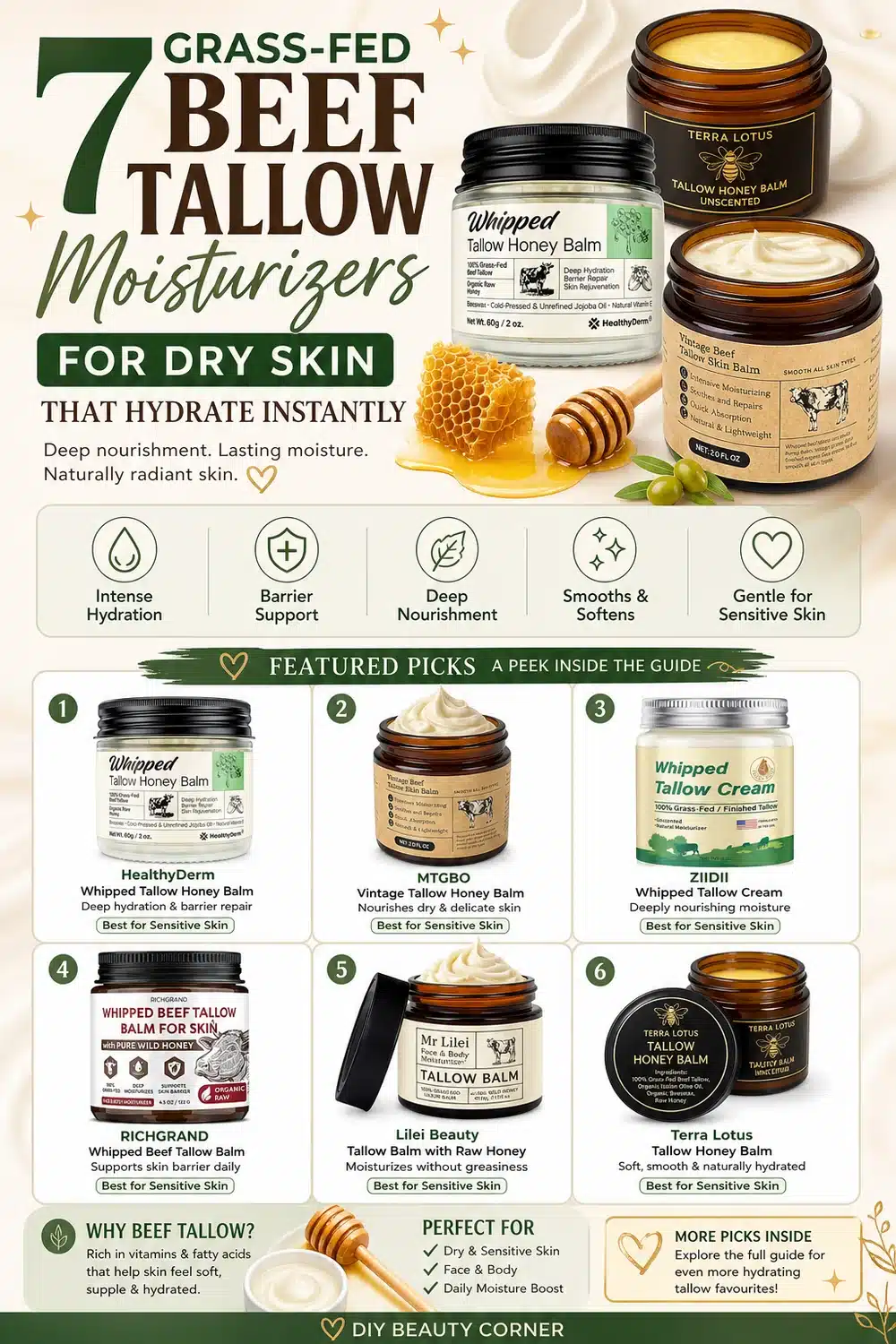 7 Grass-Fed Beef Tallow Moisturizers for Dry Skin That Hydrate Instantly