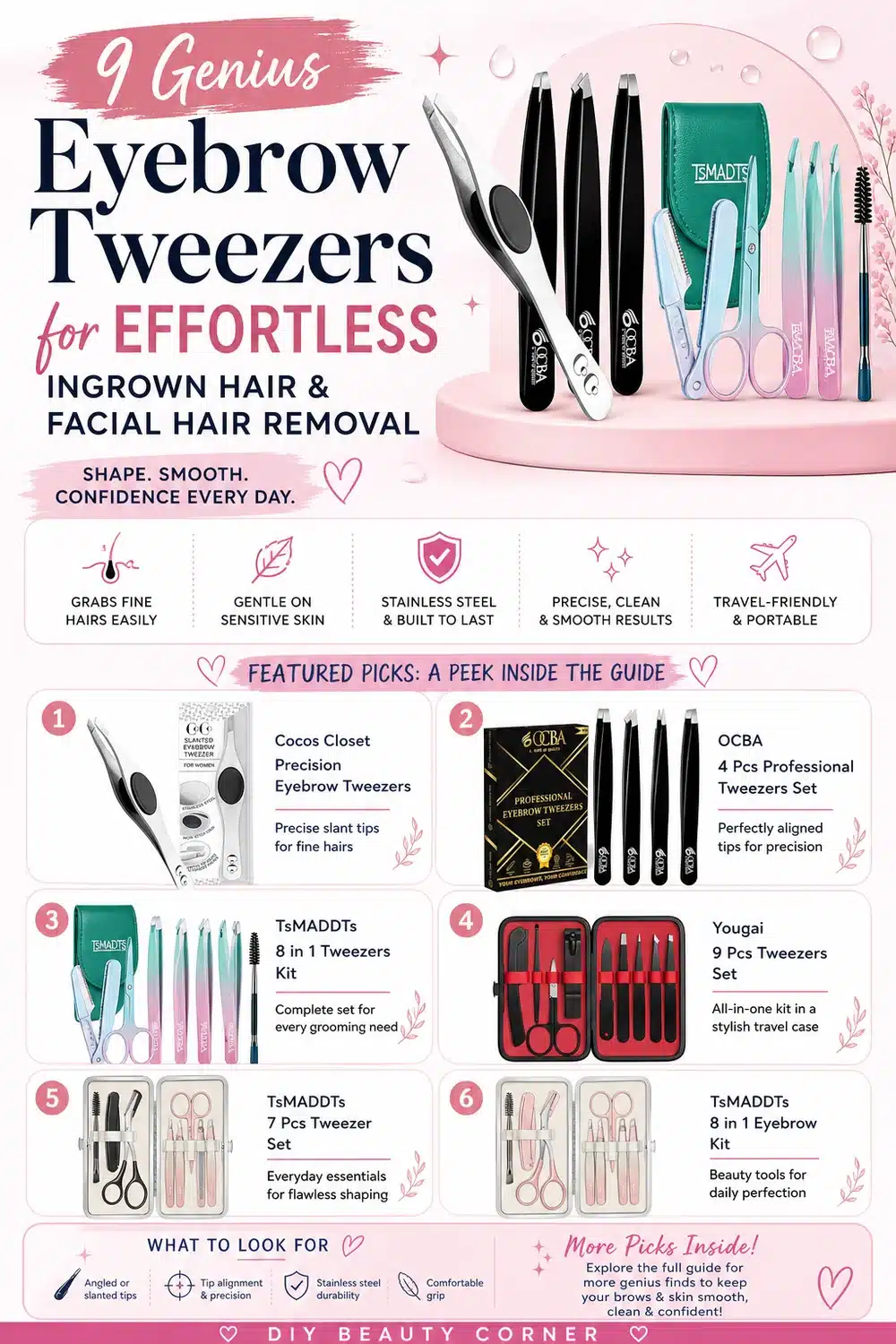 9 Genius Eyebrow Tweezers for Effortless Ingrown Hair & Facial Hair Removal