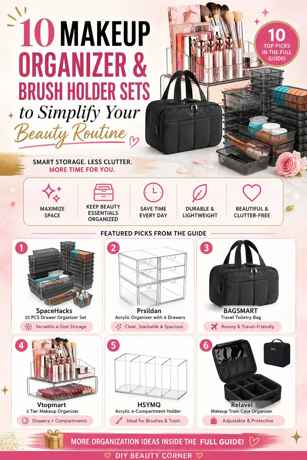 10 Makeup Organizer & Brush Holder Sets to Simplify Your Beauty Routine