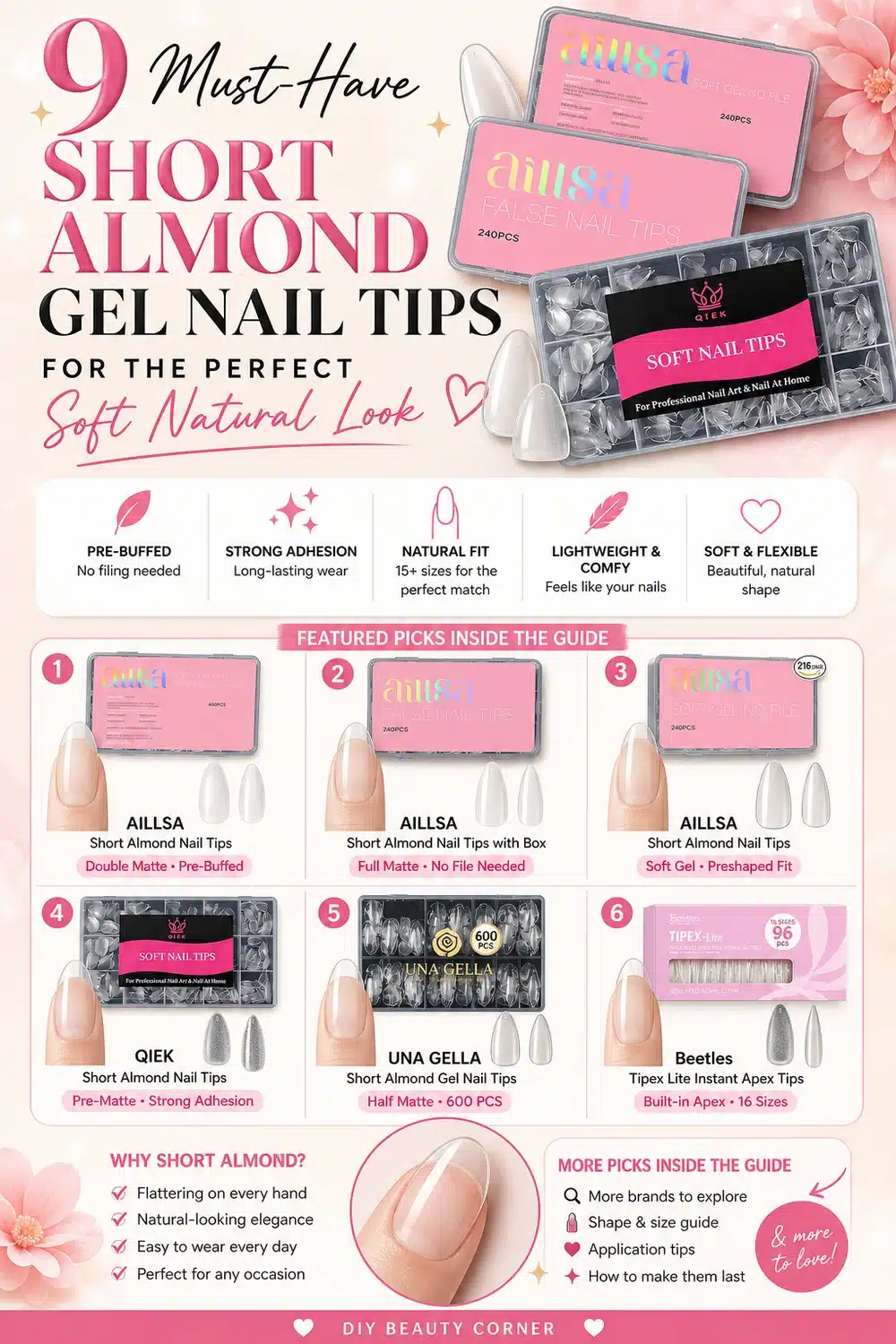 9 Must-Have Short Almond Gel Nail Tips for the Perfect Soft Natural Look