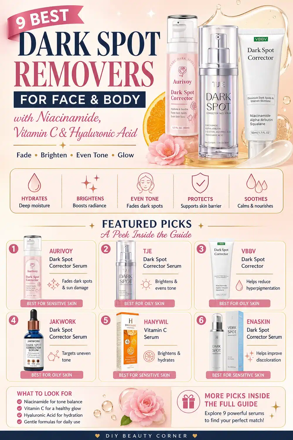 9 Best Dark Spot Removers for Face & Body with Niacinamide, Vitamin C & Hyaluronic Acid