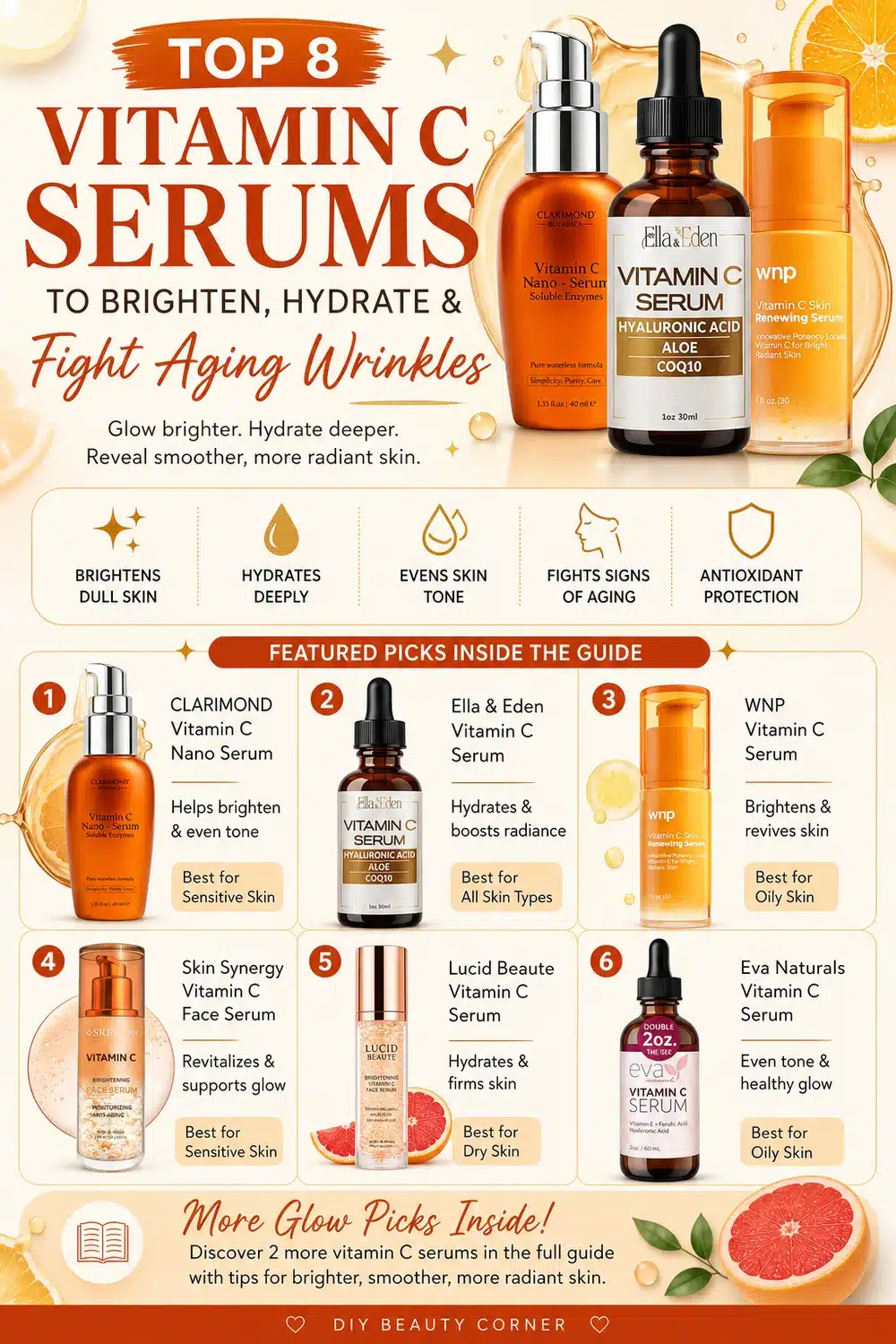 Top 8 Vitamin C Serums to Brighten, Hydrate & Fight Aging Wrinkles
