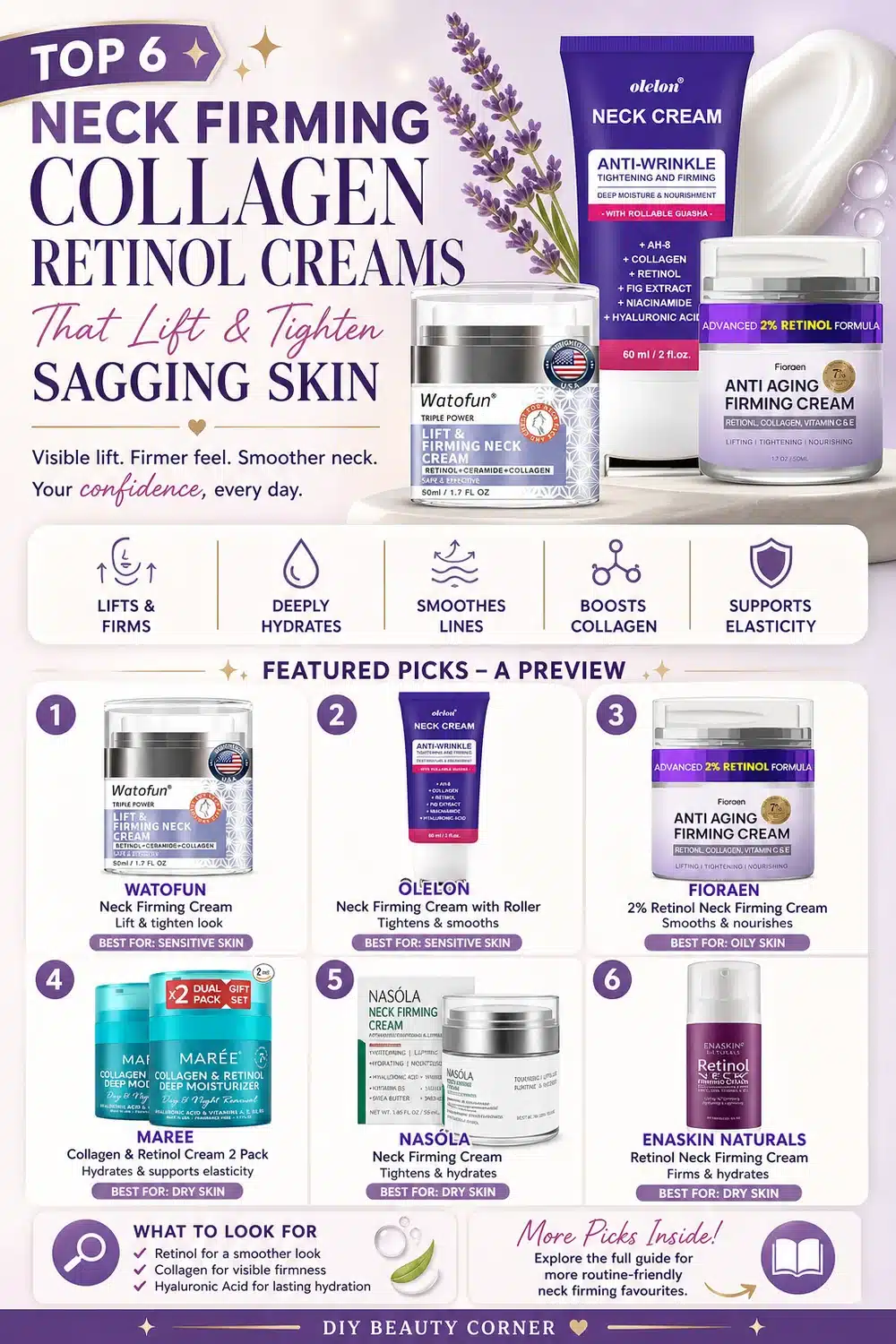 Top 6 Neck Firming Collagen Retinol Creams That Lift & Tighten Sagging Skin