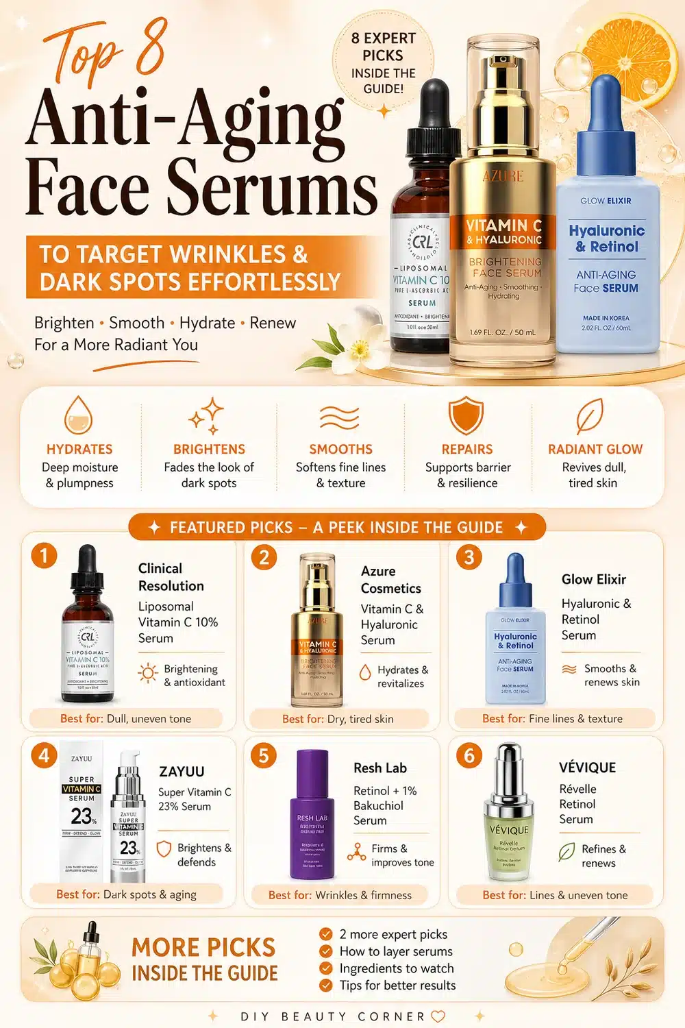 Top 8 Anti-Aging Face Serums to Target Wrinkles & Dark Spots Effortlessly