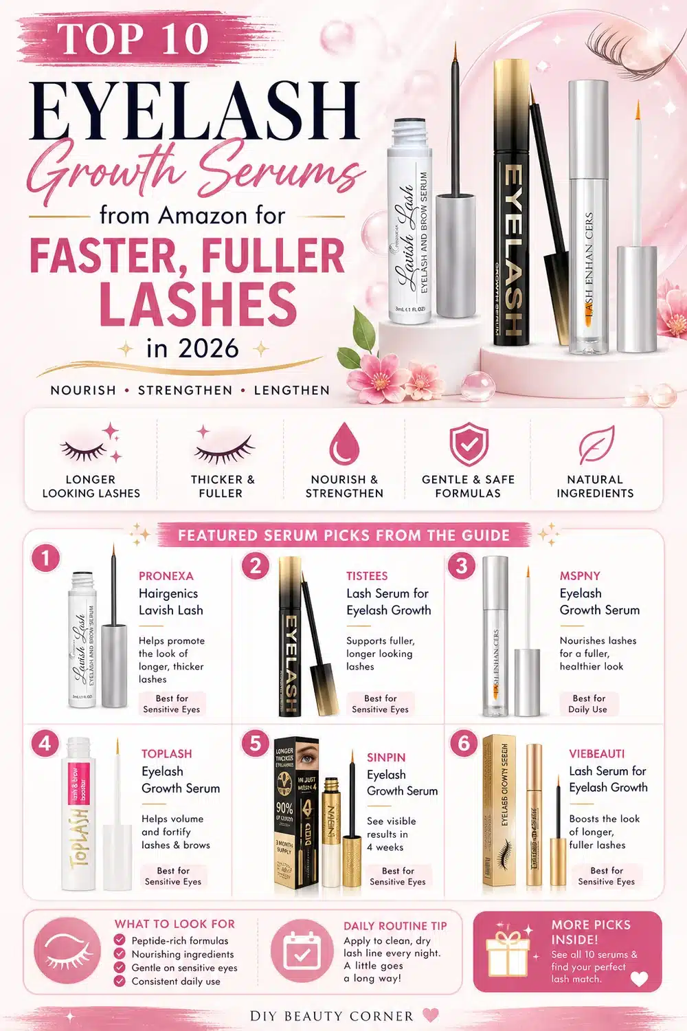 Top 10 Eyelash Growth Serums from Amazon for Faster, Fuller Lashes in 2026