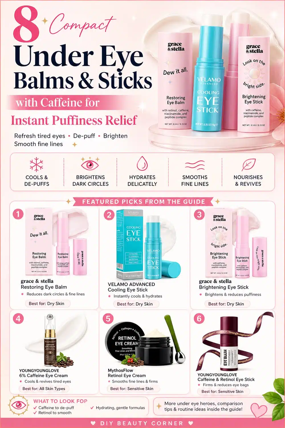 8 Compact Under Eye Balms & Sticks with Caffeine for Instant Puffiness Relief