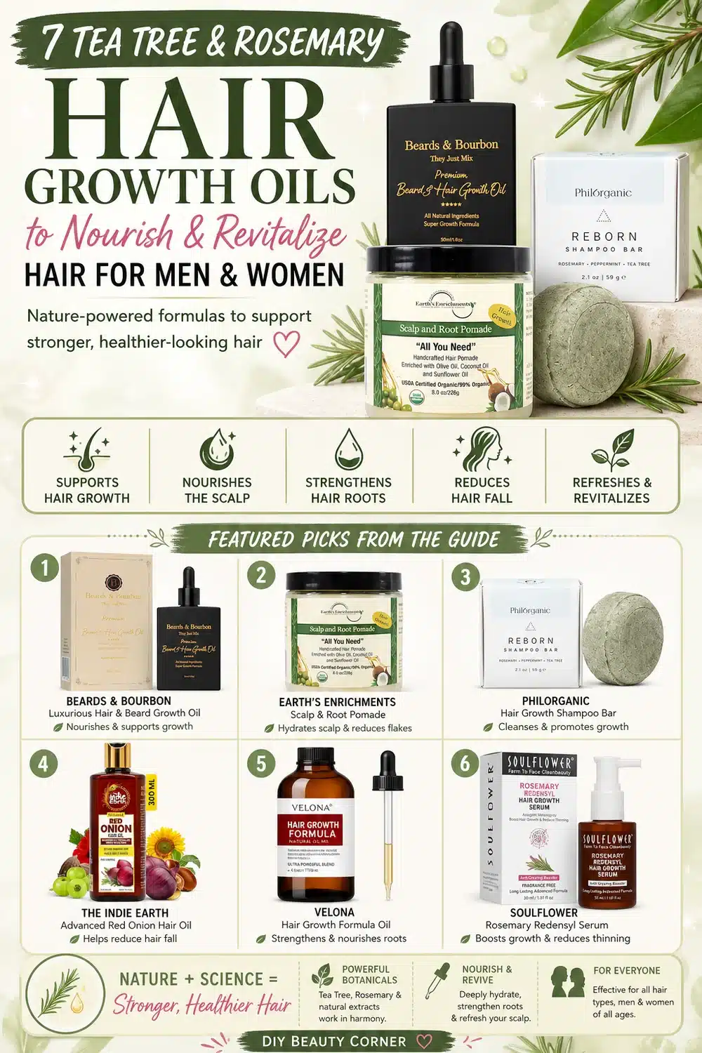 7 Tea Tree & Rosemary Hair Growth Oils to Nourish and Revitalize Hair for Men & Women