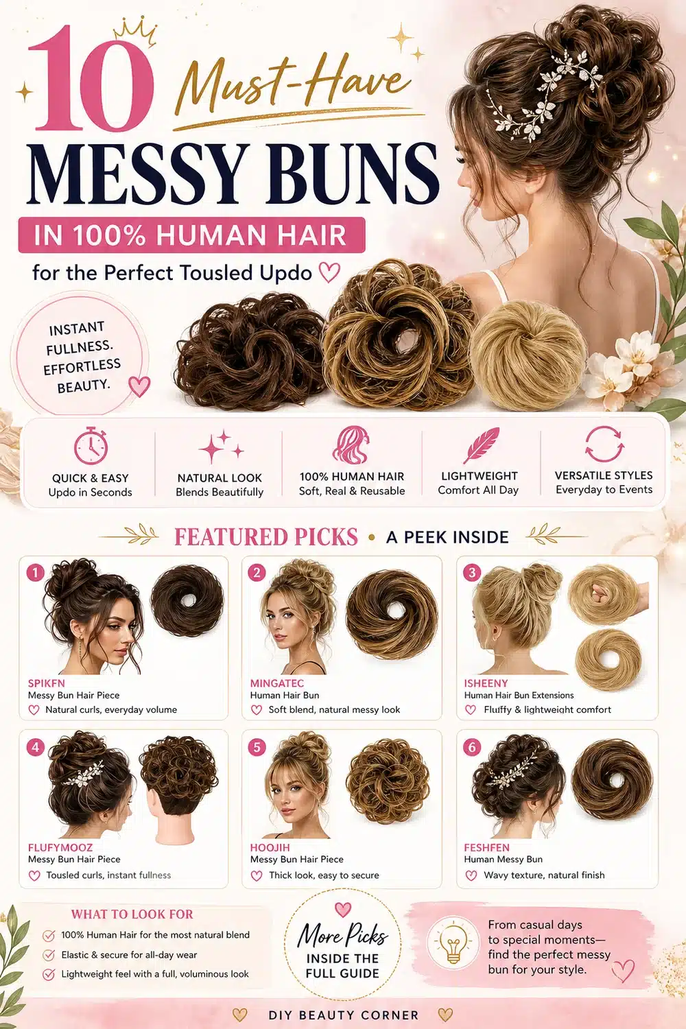 10 Must-Have Messy Buns in 100% Human Hair for the Perfect Tousled Updo