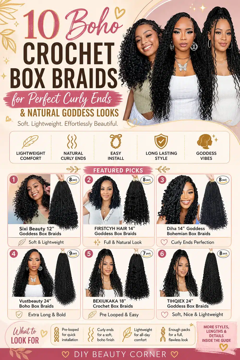 10 Boho Crochet Box Braids for Perfect Curly Ends & Natural Goddess Looks