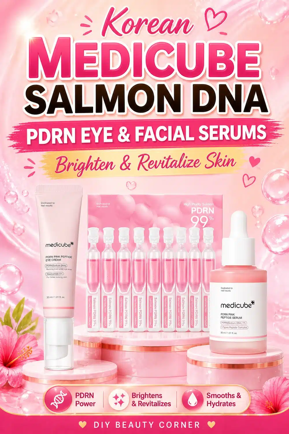 Korean Medicube Salmon DNA PDRN Eye & Facial Serums: Brighten & Revitalize Skin