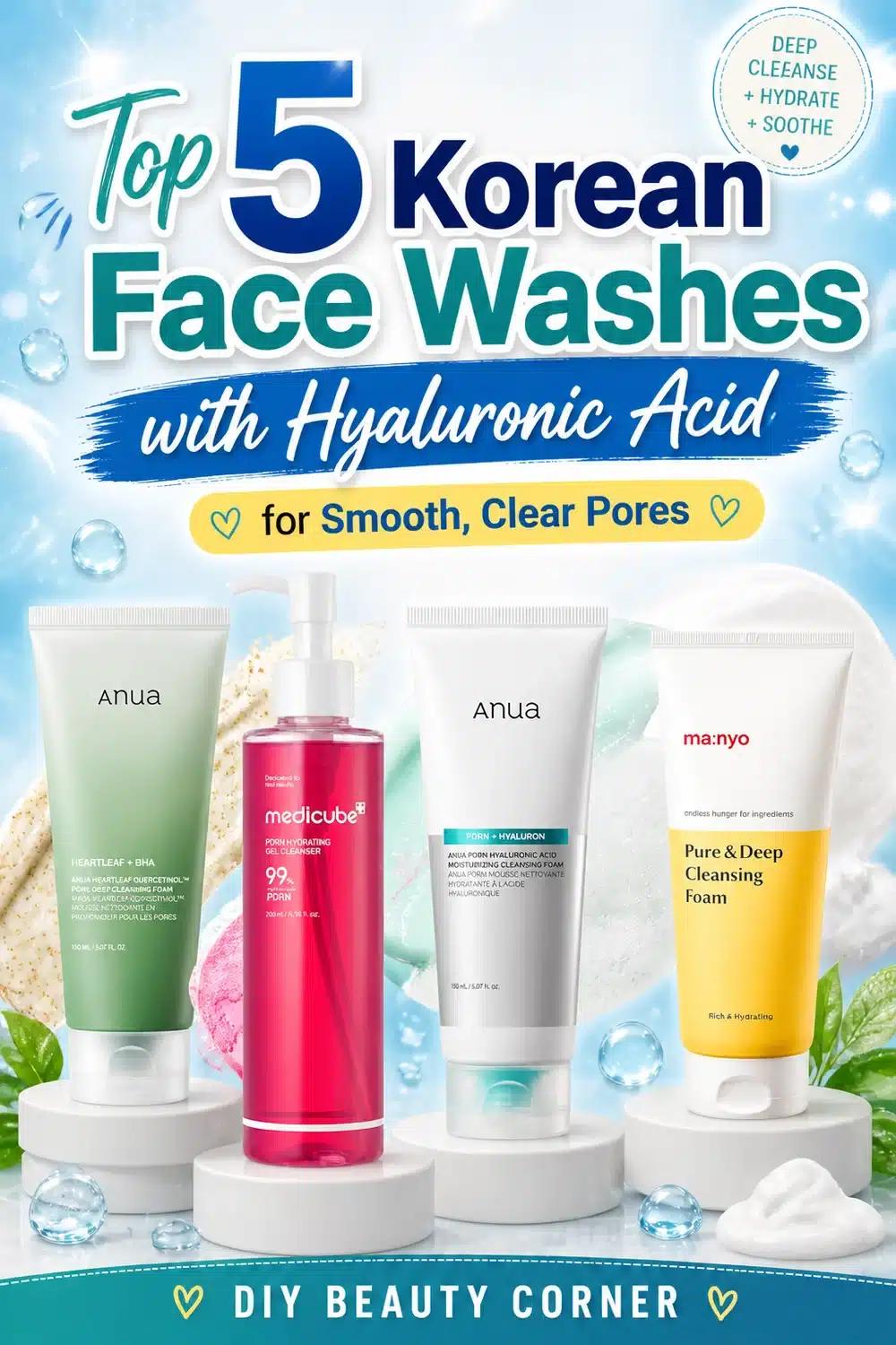 Top 5 Korean Face Washes with Hyaluronic Acid for Smooth, Clear Pores
