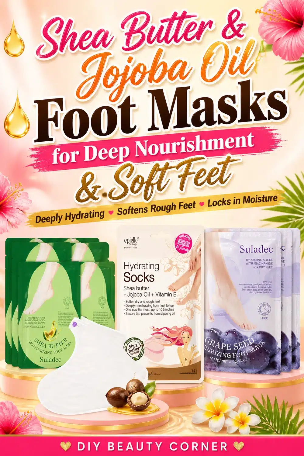 Shea Butter & Jojoba Oil Foot Masks for Deep Nourishment & Soft Feet